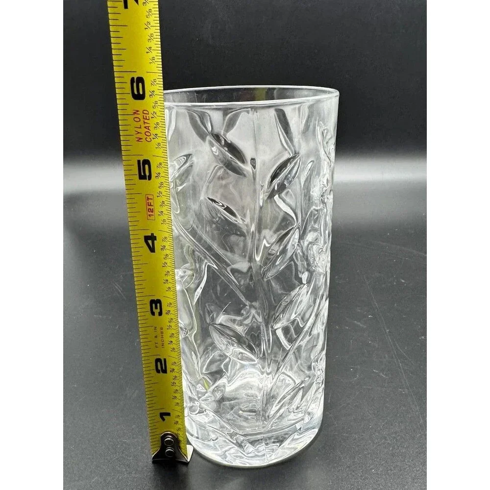 Set of 3 Highball Glass Tumbler Royal Crystal Rock Laurus Pattern 5 3/4 in 1980s